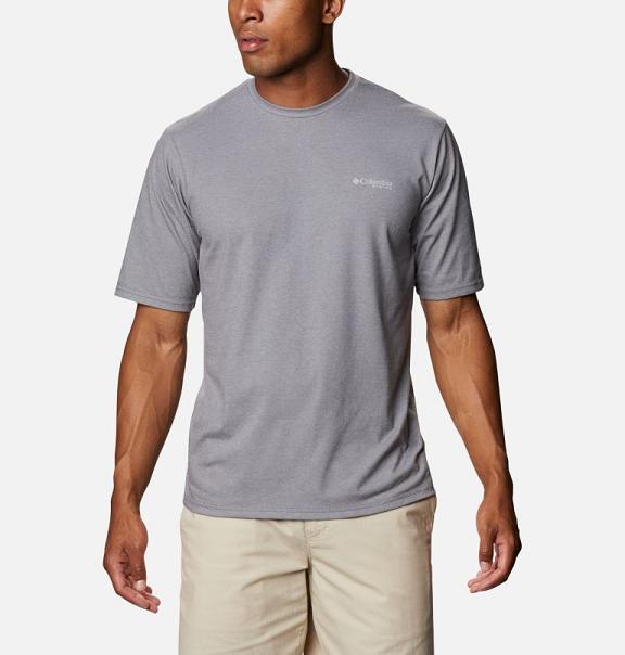 Columbia PFG T-Shirt Grey Blue Green For Men's NZ59324 New Zealand